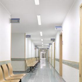 hospital indoor hallway and waiting seats