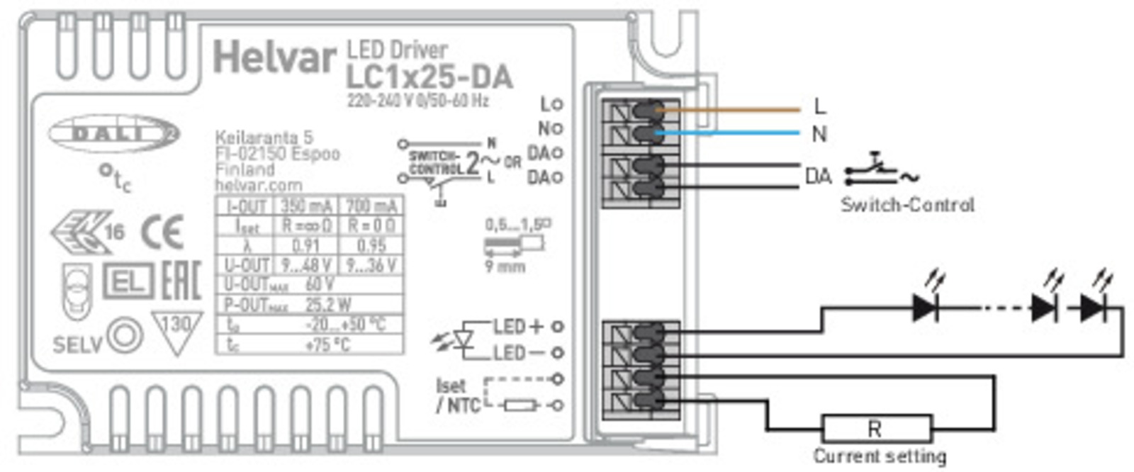 LC1x30-SR Click-on strain relief for LED drivers • Helvar